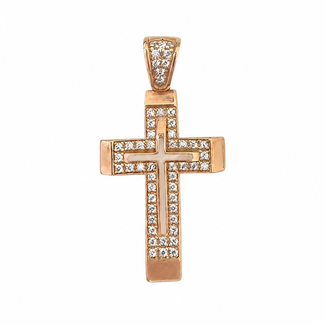 14K Rose Gold Cross